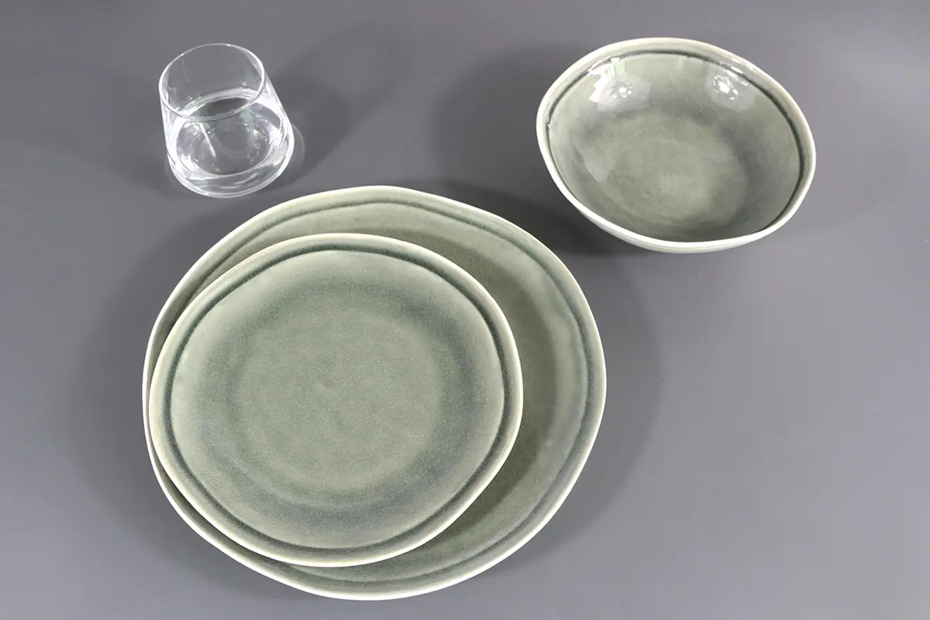 Grey&green crack glaze 12pcs set