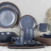 Color clay dinnerware in double reactive glaze