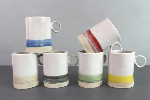 Organic shape mug with hand painting