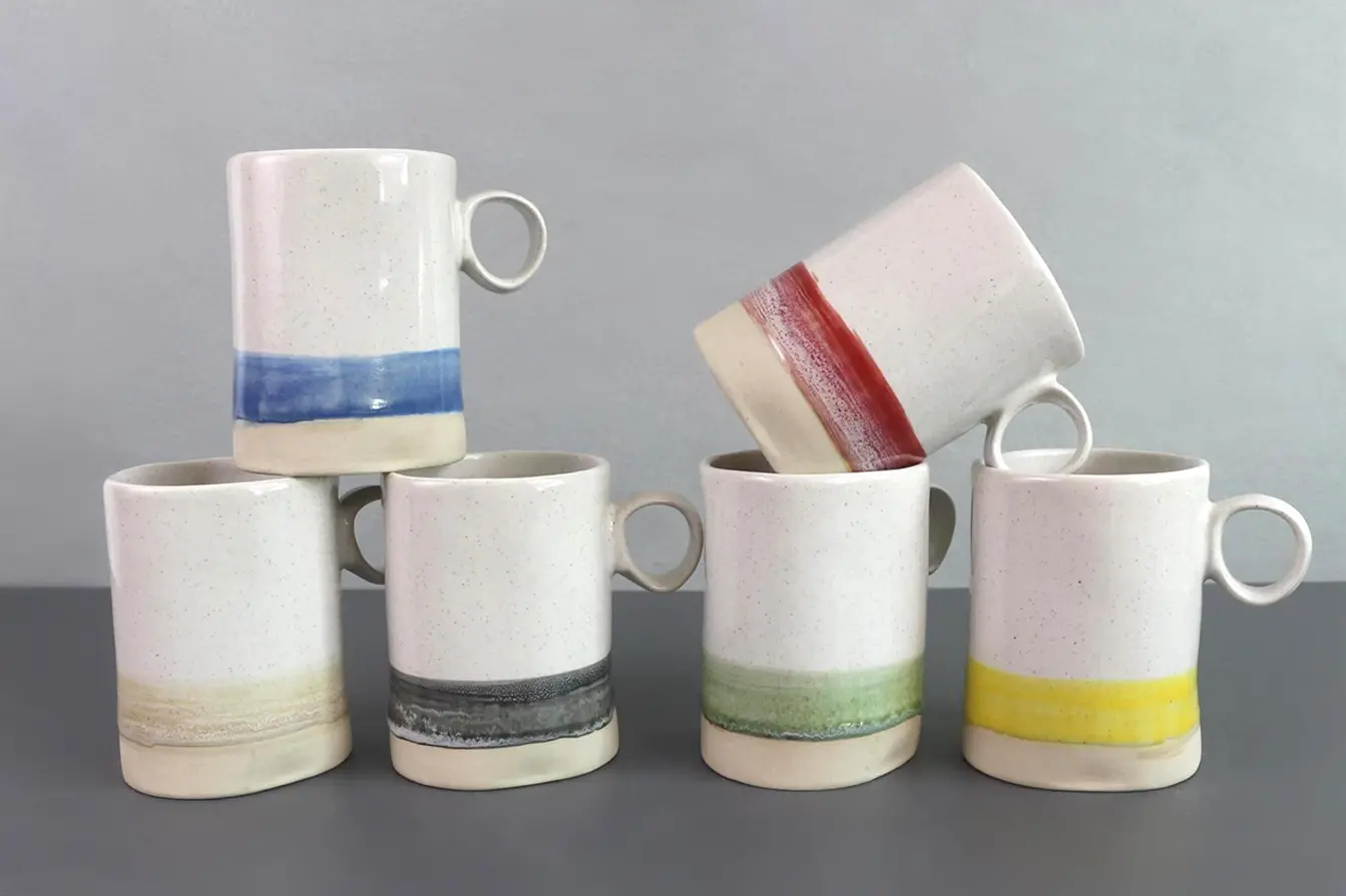 Organic shape mug with hand painting