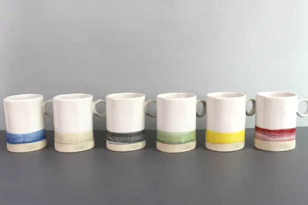 Organic shape mug with hand painting