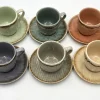 Reactive glaze cup & saucer sets