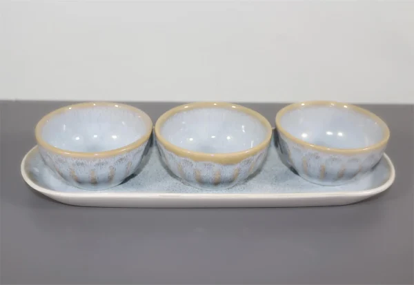 Glossy dual layer reative glaze on stoneware set（4）