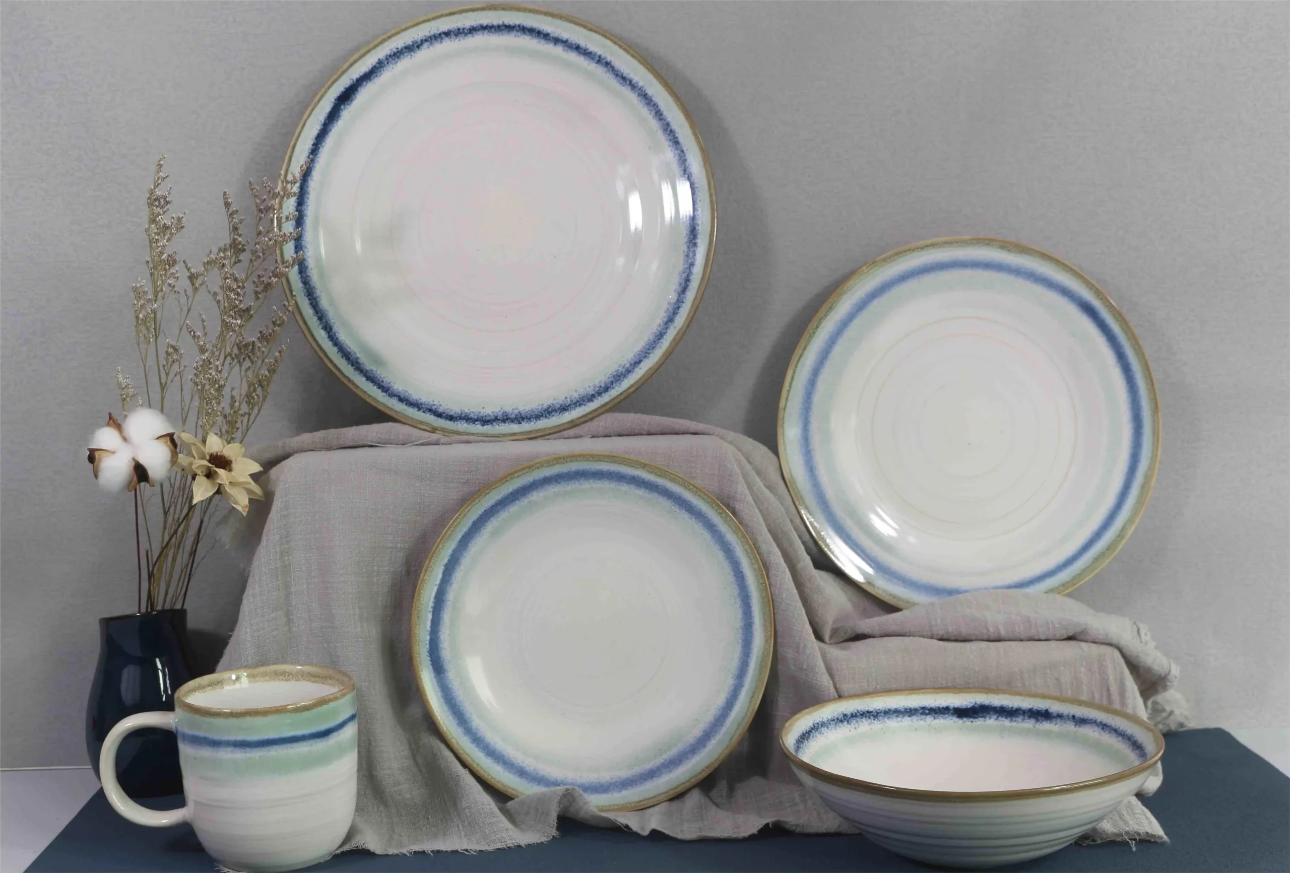 3 colors decoration rim stoneware dinnerware1