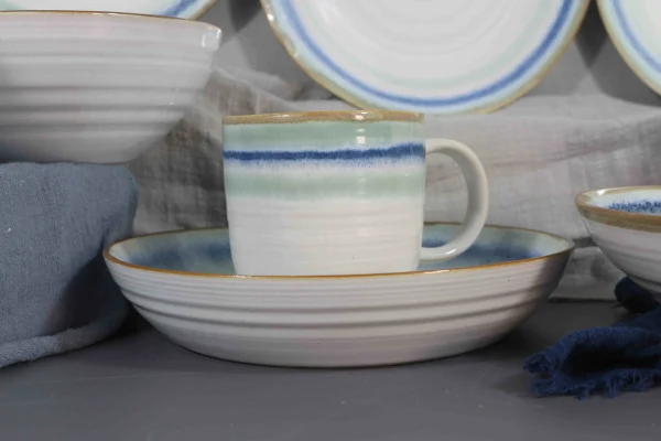 3 colors decoration rim stoneware dinnerware 4