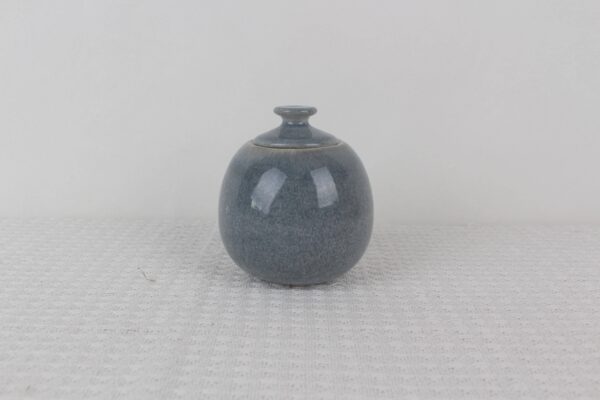 Blue Mist reactive glaze ceramic lidded condiment jar with blue gradient finish