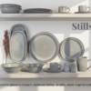 Stillstone grey reactive glaze stoneware dinnerware collection with plates, bowls, cups and table accessories
