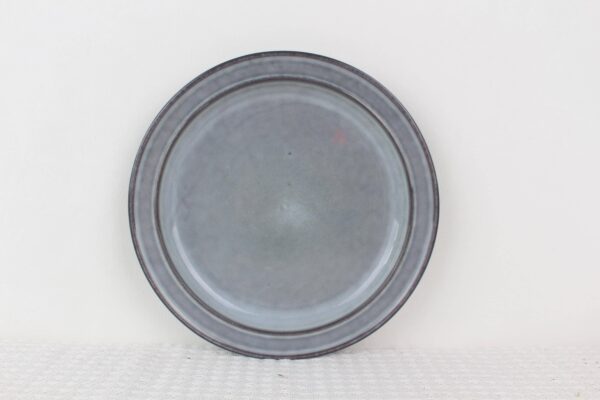 Stillstone grey reactive glaze stoneware round plate front view